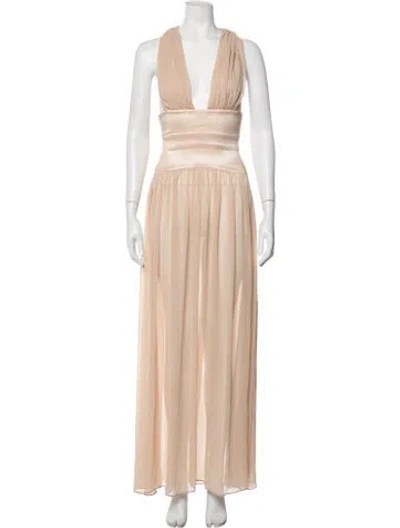 Pre-owned Arcina Ori Halterneck Long Dress In Neutrals