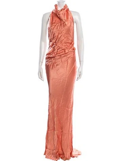 Pre-owned Arcina Ori Halterneck Long Dress W/ Tags In Orange