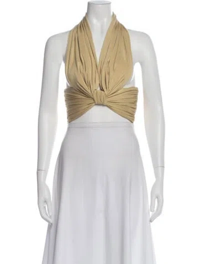 Pre-owned Arcina Ori Halterneck Sleeveless Crop Top In White