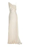 Arcina Ori Helena Chiffon-detailed Satin Gown In White