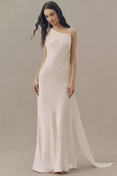 Arcina Ori Helena One-shoulder Satin Maxi Dress In White