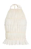 Arcina Ori Juliette Ruched Halter Top In Neutral
