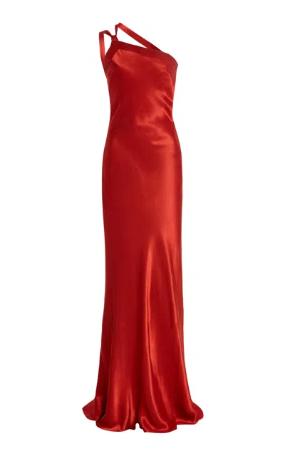 Arcina Ori Monique Open-back Satin Gown In Red