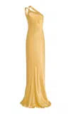 Arcina Ori Monique Open-back Satin Gown In Yellow