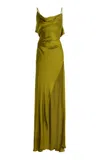 Arcina Ori Odessa Open-back Satin Maxi Dress In Green