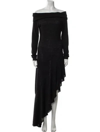Pre-owned Arcina Ori Off-the-shoulder Long Dress In Black