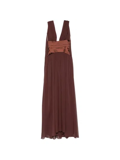 Arcina Ori Ramona Draped-panel Maxi Dress In Brown