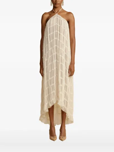 Arcina Ori Ruched Halterneck Juliette Halter In Neutral