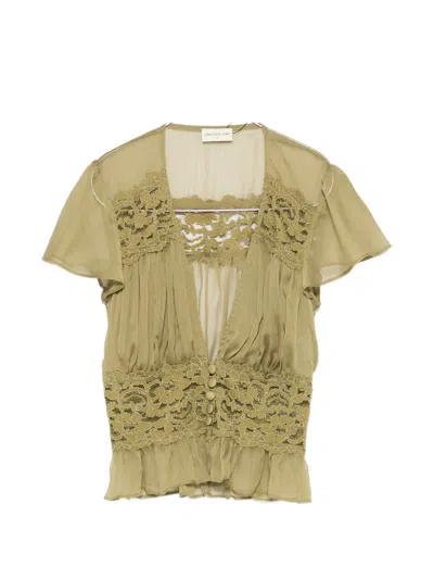 Arcina Ori Sabrina Lace-panel Top In Green