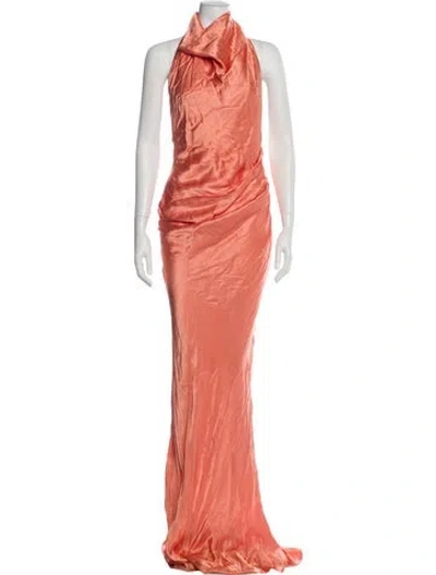 Pre-owned Arcina Ori Silk Long Dress W/ Tags In Orange