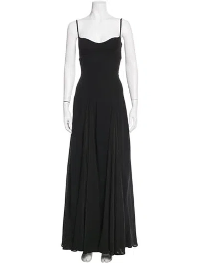 Pre-owned Arcina Ori Square Neckline Long Dress In Black