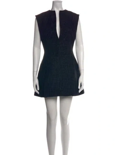 Pre-owned Arcina Ori Tweed Pattern Mini Dress In Black