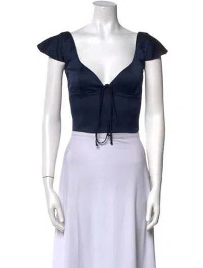 Pre-owned Arcina Ori V-neck Short Sleeve Crop Top W/ Tags In White