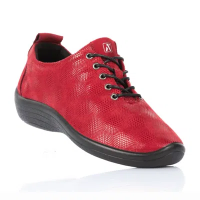 Arcopedico Women's Lanin Vegan Travel Shoe In Carmine Red Stardust