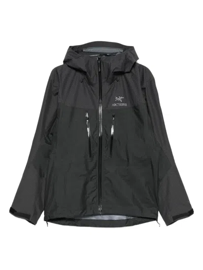 Arc'teryx Alpha Grid-pattern Hooded Performance Jacket In Black