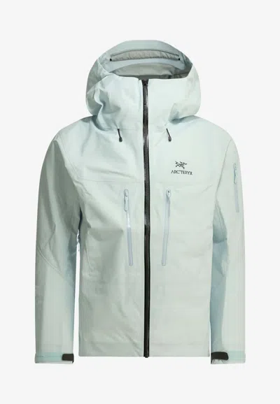 Arc'teryx Alpha Sv Technical Hooded Jacket In Light Blue