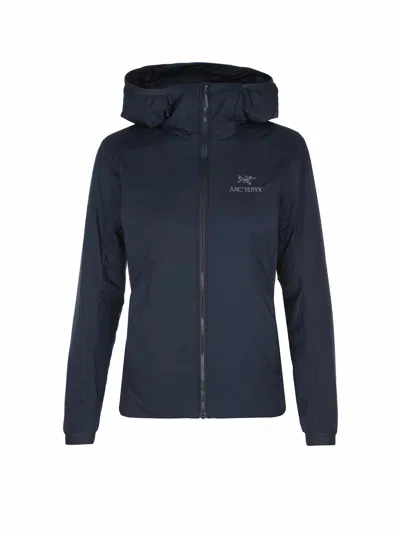 Arc'teryx Atom Jackets Women's Blue Full Zip Pockets Hooded Long Sleeve Gbo205 In Brown