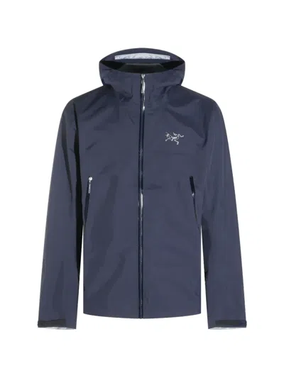 Arc'teryx Beta Logo-embroidered Hooded Jacket In Blue