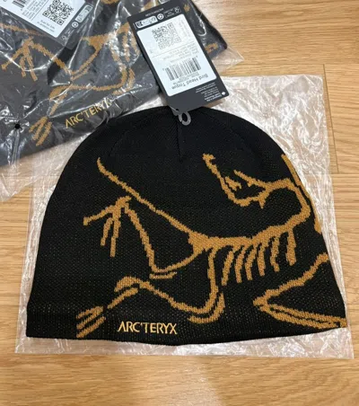 Pre-owned Arc'teryx Bird Head Toque Beanie Black Gold 24k