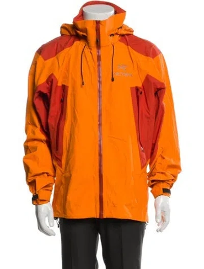 Pre-owned Arc'teryx Colorblock Pattern Windbreaker In Orange