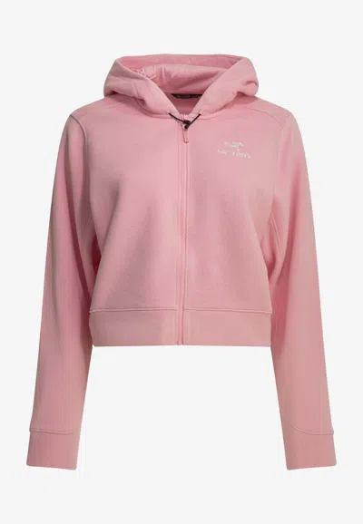 Arc'teryx Emblem Fleece Cropped Hoodie In Pink