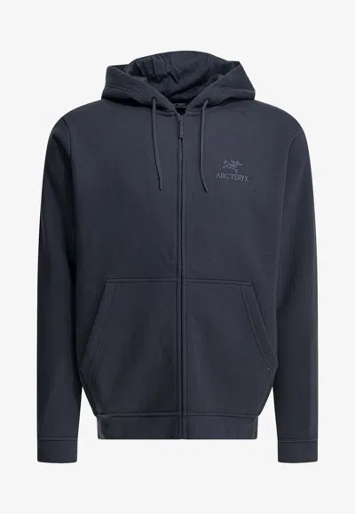 Arc'teryx Emblem Fz Zip-up Hooded Sweatshirt In Blue