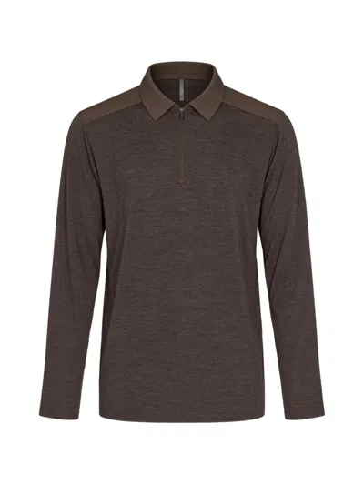 Arc'teryx Frame Panelled Long-sleeve Polo Shirt In Brown