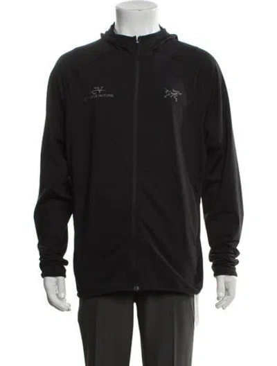 Pre-owned Arc'teryx Graphic Print Mock Neck Hoodie In Black