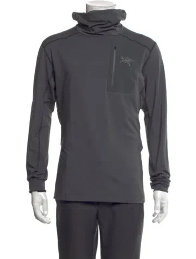 Pre-owned Arc'teryx Graphic Print Mock Neck Hoodie In Gray
