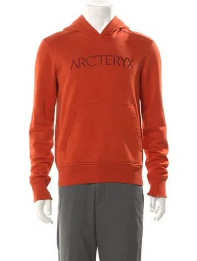 Pre-owned Arc'teryx Graphic Print V-neck Hoodie In Orange
