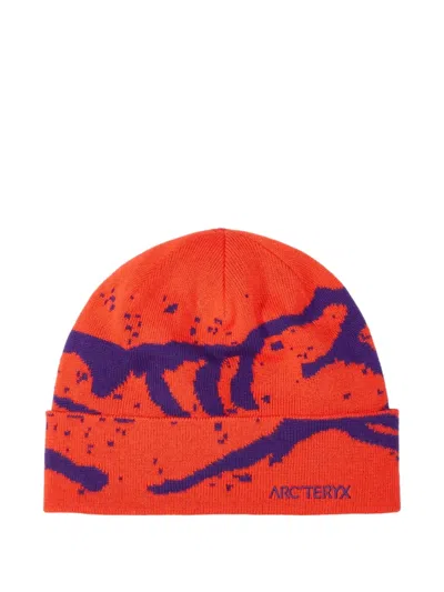 Arc'teryx Patterned Beanie Hat In Orange