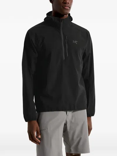 Arc'teryx Hooded Half-zip Jacket In Black