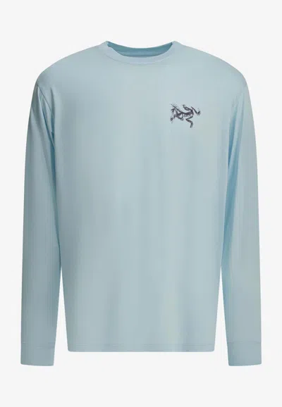 Arc'teryx Kragg Long-sleeved Printed T-shirt In Light Blue