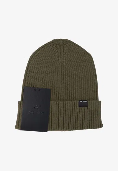 Arc'teryx Logo Patch Wool-blend Beanie In Green