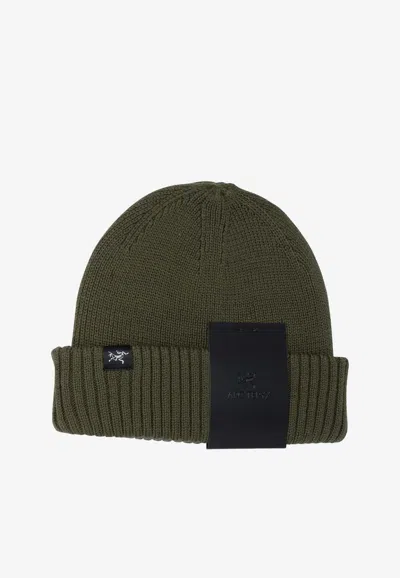 Arc'teryx Logo Patch Wool-blend Beanie In Green