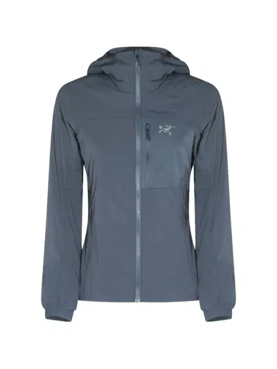 Arc'teryx Logo-embroidered Hooded Jacket In Blue