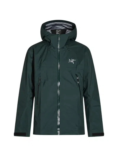 Arc'teryx Logo-embroidered Hooded Jacket In Green