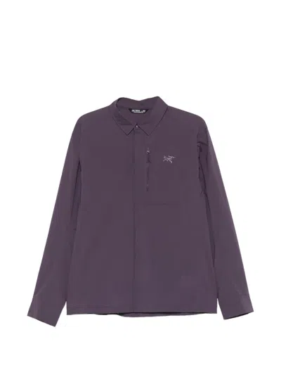 Arc'teryx Logo-embroidered Zip-pocket Shirt Jacket In Purple