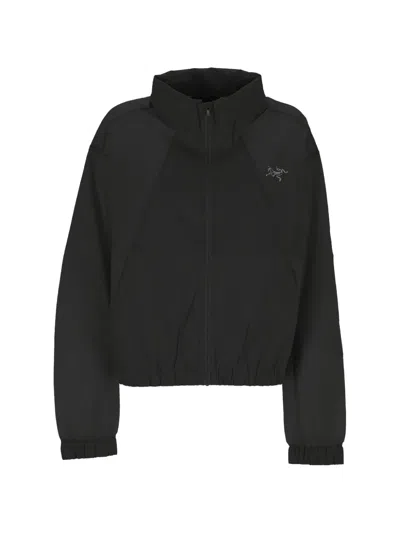 Arc'teryx Logo-print Zip-up Jacket In Black