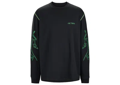 Pre-owned Arc'teryx Men's  Copal Bird Long Sleeve T-shirt In Black