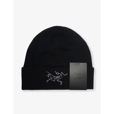 Arc'teryx Arcteryx Mens Black Bird-embroidered Stretch-woven Blend Beanie