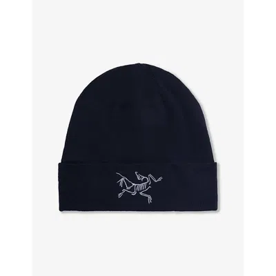 Arc'teryx Arcteryx Mens Black Sapphire Bird-embroidered Logo-tab Stretch-woven Blend Beanie