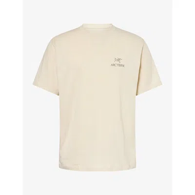 Arc'teryx Mens Kragg Spell Out Cotton T-shirt Sea Salt Mongoose In Neutral