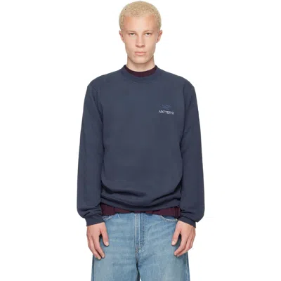 Arc'teryx Navy Emblem Fleece Crew Neck Sweatshirt In Blue