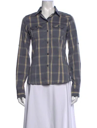 Pre-owned Arc'teryx Plaid Print Long Sleeve Button-up Top In Grey