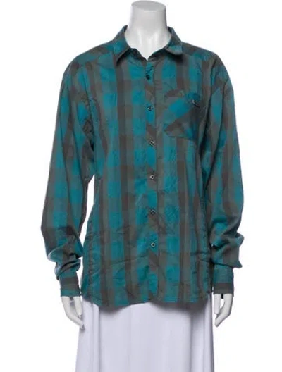 Pre-owned Arc'teryx Printed Long Sleeve Button-up Top In Blue