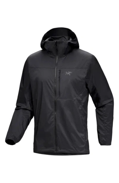 Arc'teryx Squamish Water Repellent Nylon Ripstop Hooded Jacket In Black