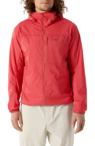 Arc'teryx Squamish Water Repellent Nylon Ripstop Hooded Jacket In Red
