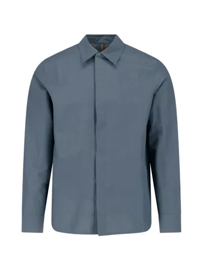 Arc'teryx Stema Ls Concealed-front Long-sleeve Shirt In Blue