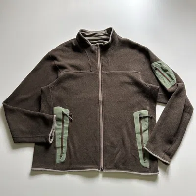 Pre-owned Arc'teryx Vintage 2000s  Embroidered Fleece Zip Up Jacket Xl In Brown